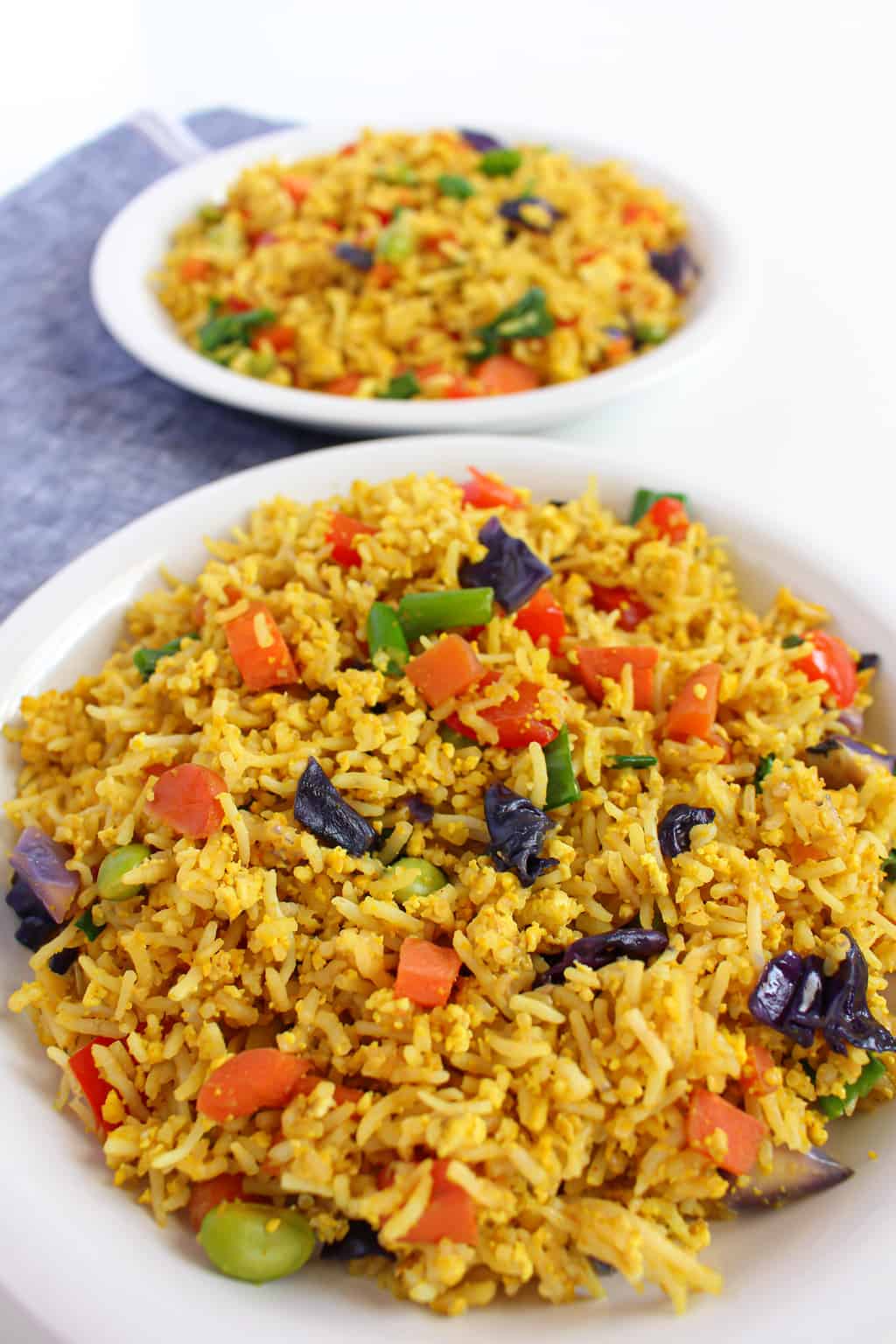 2 plates of gluten free, vegan low FODMAP fried rice